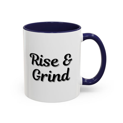 Rise & Grind Coffee Mug – Motivational Black Accent Mug for Daily Inspiration