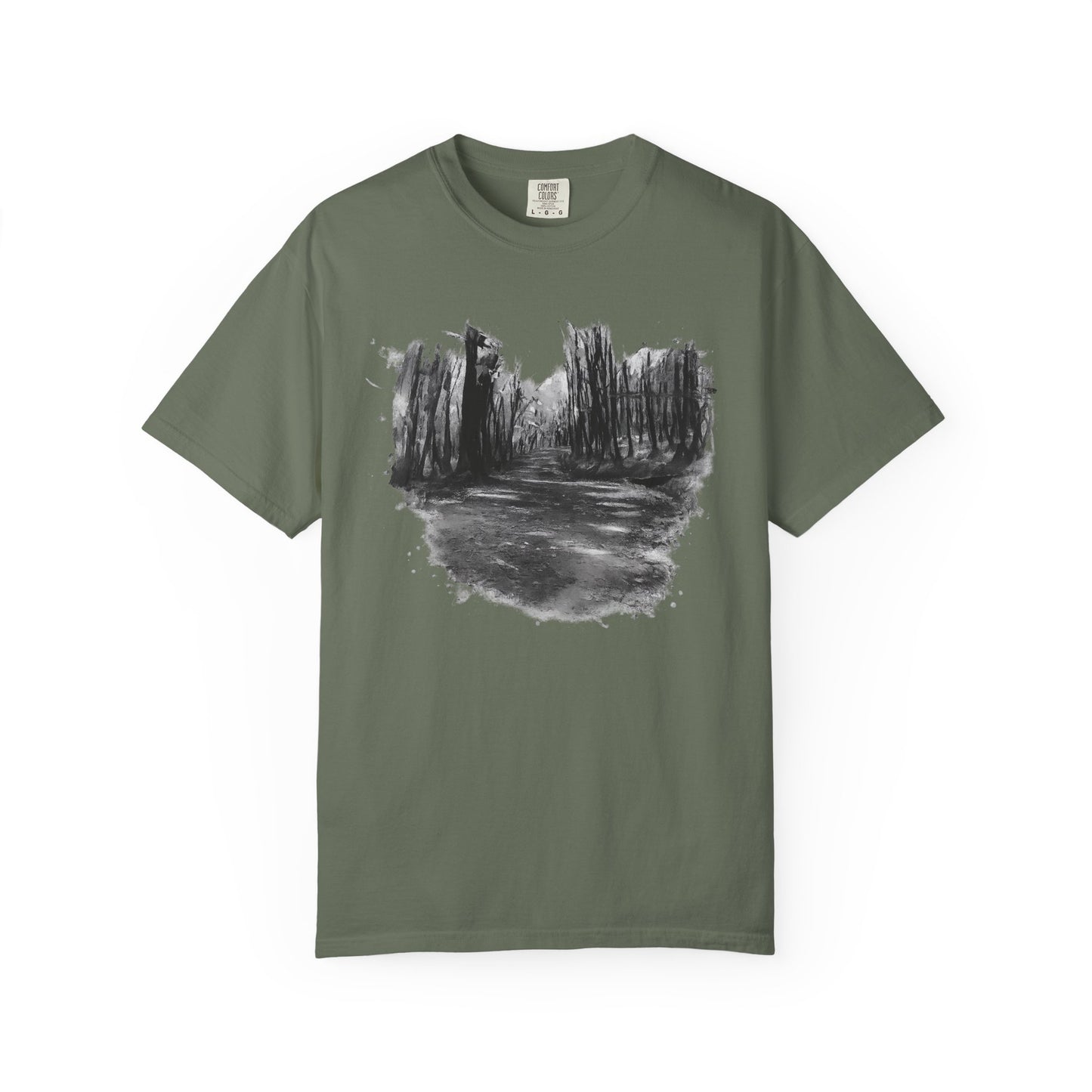 Artistic Forest Scene T-shirt | Nature Lover Gift, Outdoor Adventure Tee, Eco-Friendly Fashion, Vintage Inspired Clothing, Unisex Gift