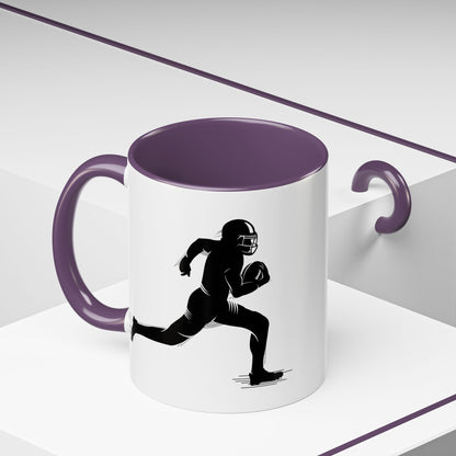 Football Player Themed Accent Coffee Mug, Sports Fan Gift, Unique Mug for Athletes, Coffee Lover, Game Day Essential