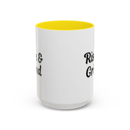 Rise & Grind Coffee Mug – Motivational Black Accent Mug for Daily Inspiration
