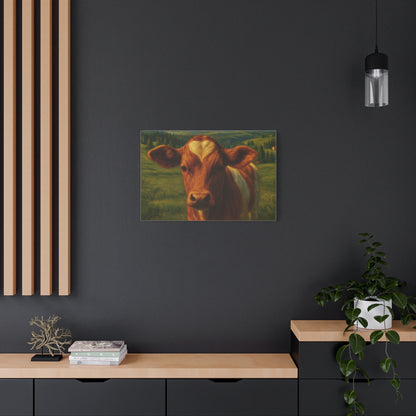 Cow Calf Portrait Canvas Print, Farm Animal Wall Art Decoration, Custom Matte Canvas Picture, Barnyard Animal Rustic Decor, Personalized