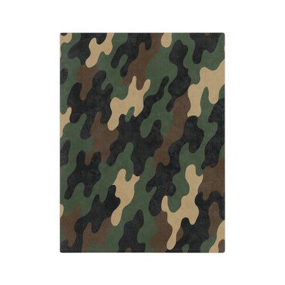 Cozy Camo Velveteen Microfiber Blanket - Soft, Warm, Perfect for Camping, Outdoors, Military Theme, Home Decor, Gift Idea