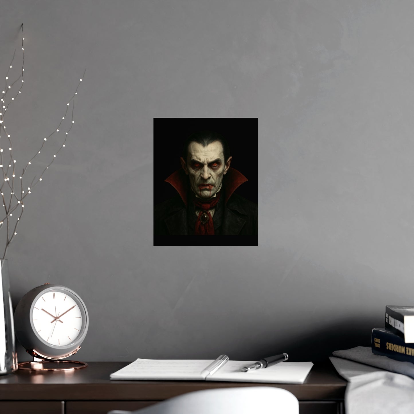 Gothic Vampire Art Poster, Spooky Wall Decor, Horror Room Accent, Perfect for Halloween, Gothic Decor, Home Office Artwork