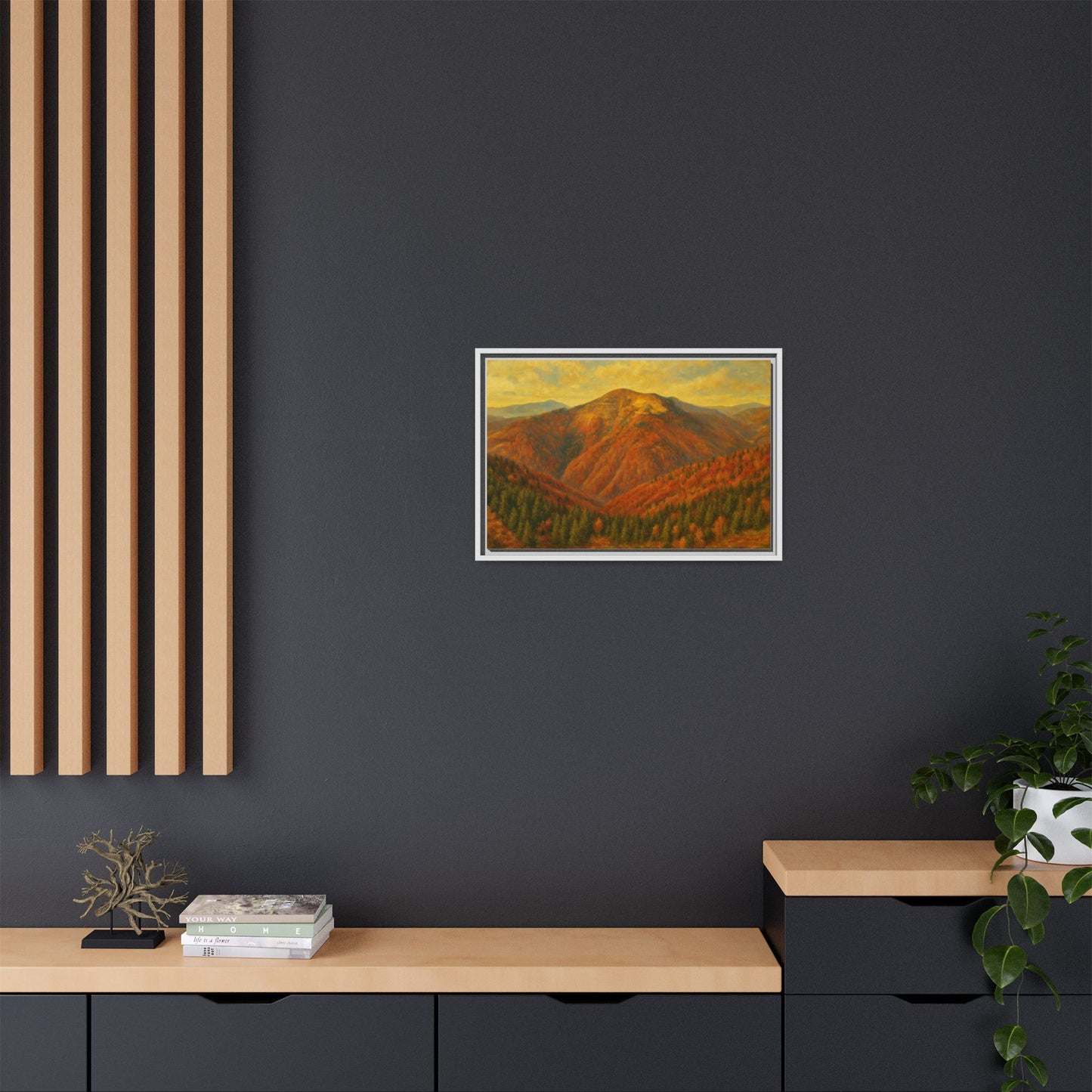 Autumn Landscape Wall Art, Cozy Home Decor, Nature Print, Framed Canvas, Fall Decorations, Gift Idea for Art Lovers