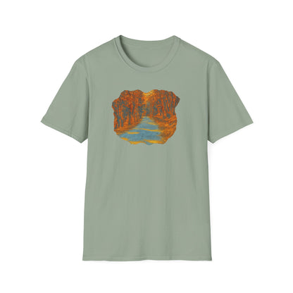 Nature-Inspired Unisex Softstyle T-Shirt, Outdoor Lover Gift, Casual Wear, Ideal for Hiking, Nature Trips, Unique Graphic Tee