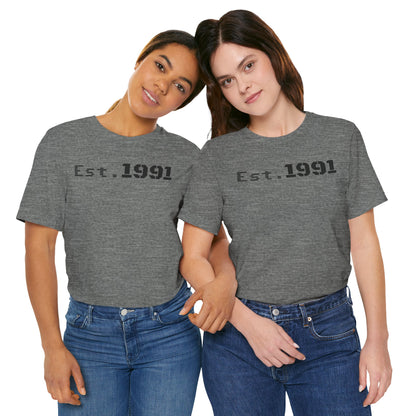Established 1991 Unisex Jersey Tee | Vintage Anniversary Gift | Casual Wear, Birthday Shirt, Retro Style, Statement Tee, Gift for Him/Her