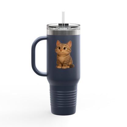 Cute Cat Insulated Travel Mug, Perfect for Pet Lovers, 40oz Coffee Cup, Travel Tumbler, Gift for Cat Lovers, Customizable Mug