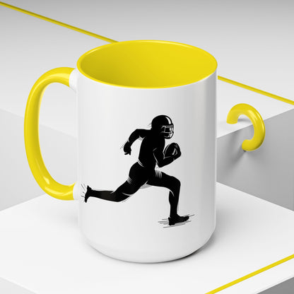 Football Player Themed Accent Coffee Mug, Sports Fan Gift, Unique Mug for Athletes, Coffee Lover, Game Day Essential