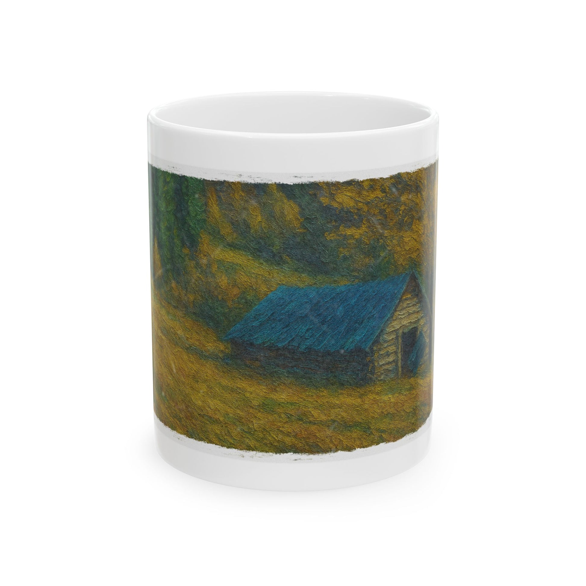Rustic Cabin Ceramic Mug - Cozy Coffee Cup, Handmade Gift for Nature Lovers, Perfect for Home or Office, Great for Christmas, [...] - product image