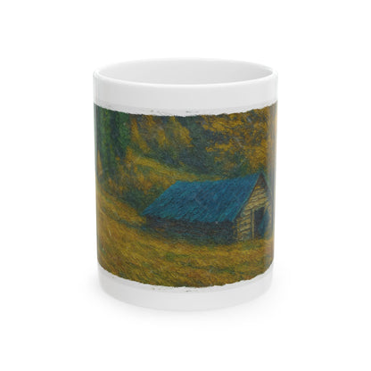 Rustic Cabin Ceramic Mug - Cozy Coffee Cup, Handmade Gift for Nature Lovers, Perfect for Home or Office, Great for Christmas, [...] - product image
