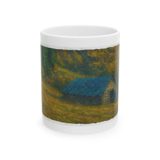 Rustic Cabin Ceramic Mug - Cozy Coffee Cup, Handmade Gift for Nature Lovers, Perfect for Home or Office, Great for Christmas, [...] - product image