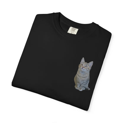 Whimsical Cat Pocket T-Shirt for Cat Lovers