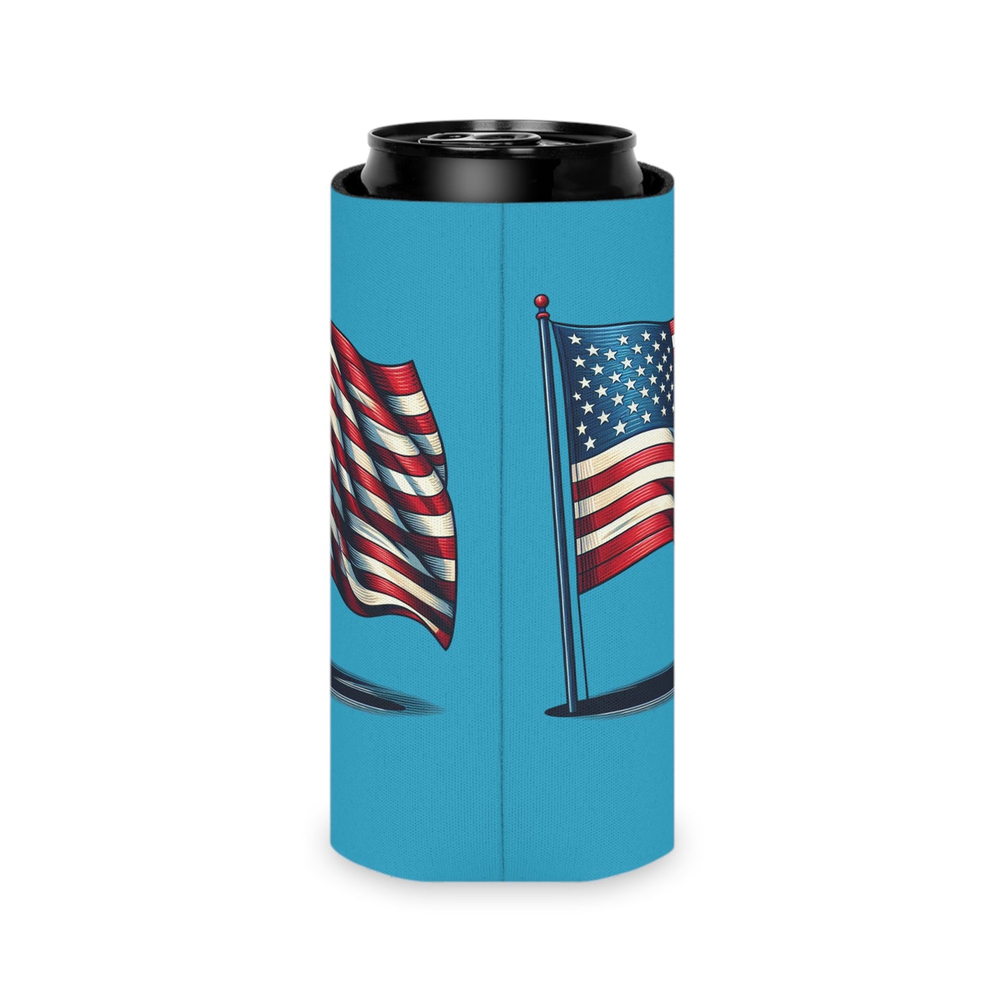 Patriotic Can Cooler, Summer BBQ Accessory, Independence Day Drink Holder, Americana Coaster, USA Party Favor