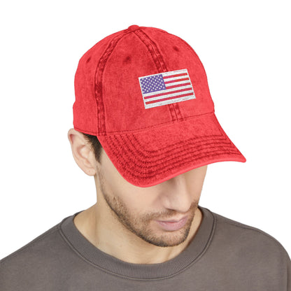 Embroidered Vintage Cap with USA Flag Design