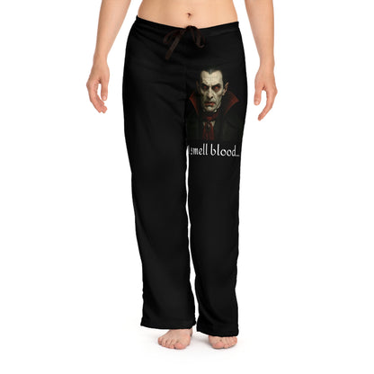 Halloween Women's Pajama Pants, Gothic Sleepwear, Vampire Theme Lounge Pants, I Smell Blood Black Lounge Pants, Spooky Cozy Sleepwear, [...]