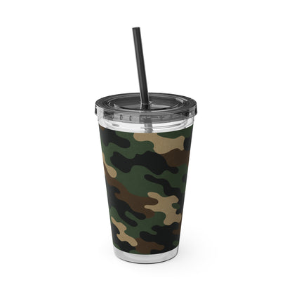 Stylish Camo Tumbler, 16oz Cup with Straw, Perfect for Outdoor Adventures, Gifts for Him, Travel Mug, Eco-friendly Drinkware, Camping