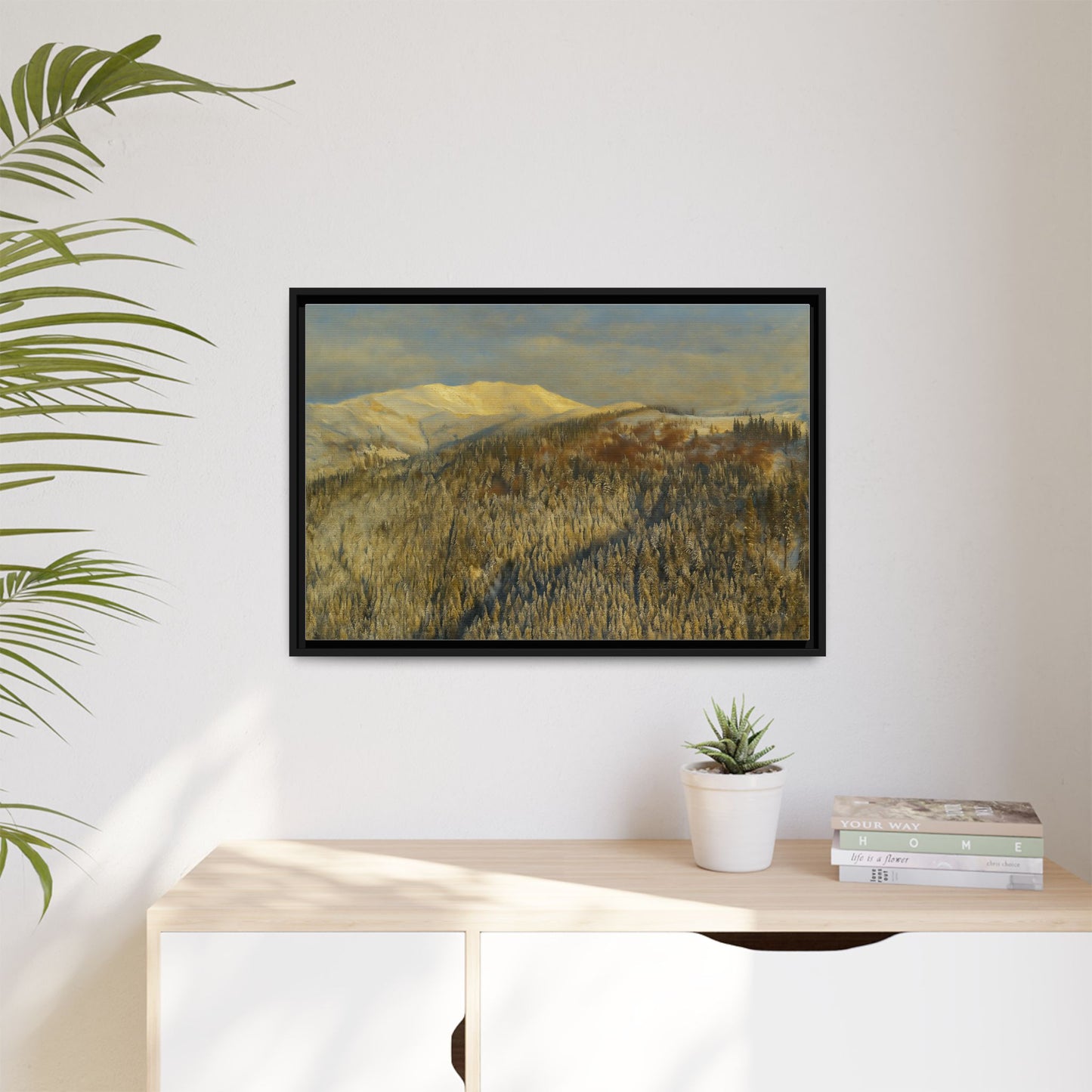 Framed Mountain Canvas Art, Perfect for Home Decor, Nature Wall Art, Gift for Nature Lovers, Cozy Atmosphere
