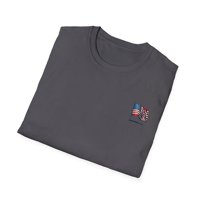 Patriotic Unisex Softstyle T-Shirt, American Flag Tee, USA Pride Shirt, Perfect for Independence Day, Casual Wear