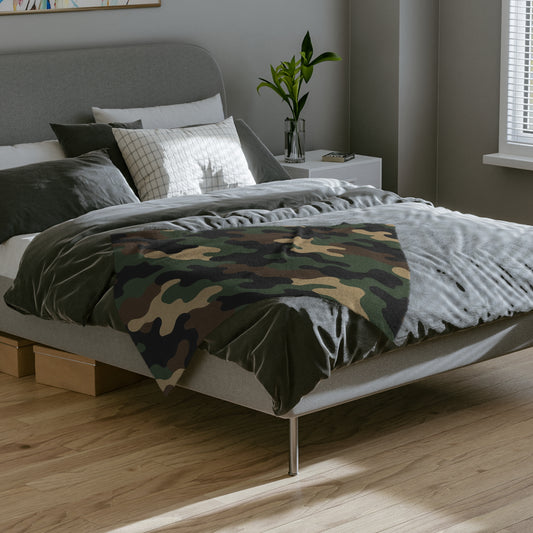 Cozy Camo Velveteen Microfiber Blanket - Soft, Warm, Perfect for Camping, Outdoors, Military Theme, Home Decor, Gift Idea - product image