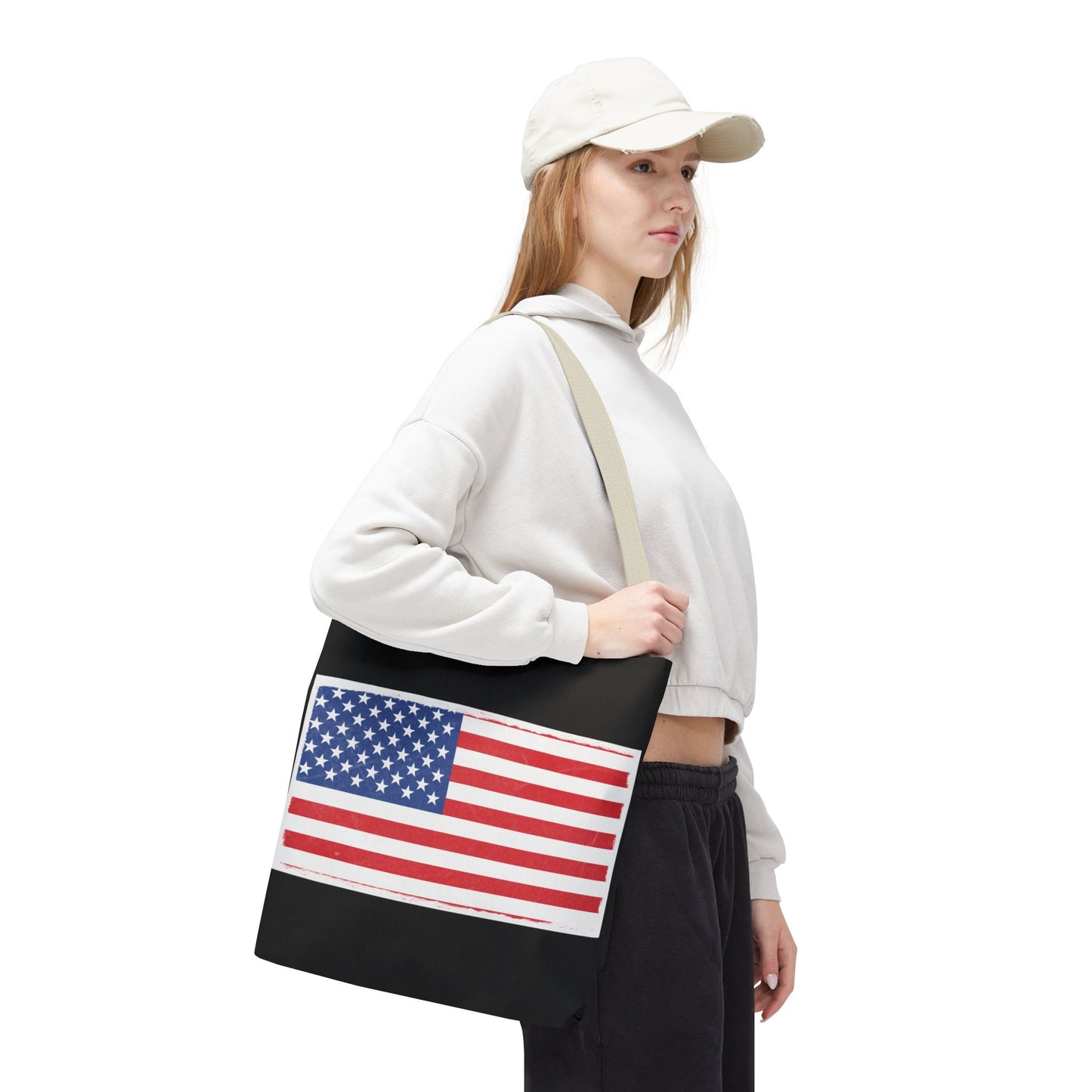 Patriotic Tote Bag, American Flag Carryall, Beach Bag, Reusable Shopping Tote, Independence Day Gift