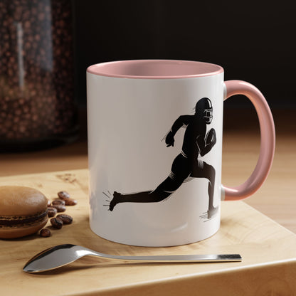 Football Player Themed Accent Coffee Mug, Sports Fan Gift, Unique Mug for Athletes, Coffee Lover, Game Day Essential