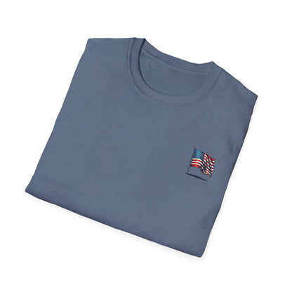 Patriotic Unisex Softstyle T-Shirt, American Flag Tee, USA Pride Shirt, Perfect for Independence Day, Casual Wear