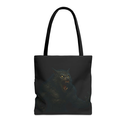 Fierce Werewolf Tote Bag, Halloween Accessories, Dark Art Tote, Animal Lover Gift, Geeky Shopping Bag