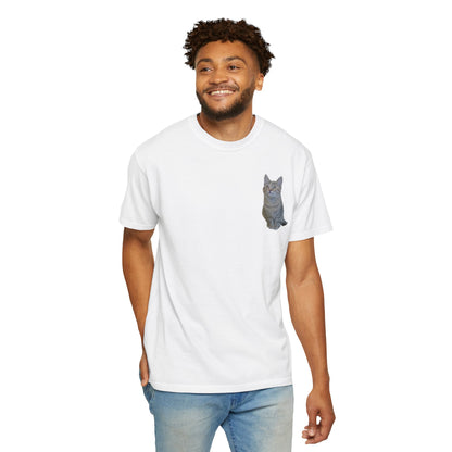 Whimsical Cat Pocket T-Shirt for Cat Lovers
