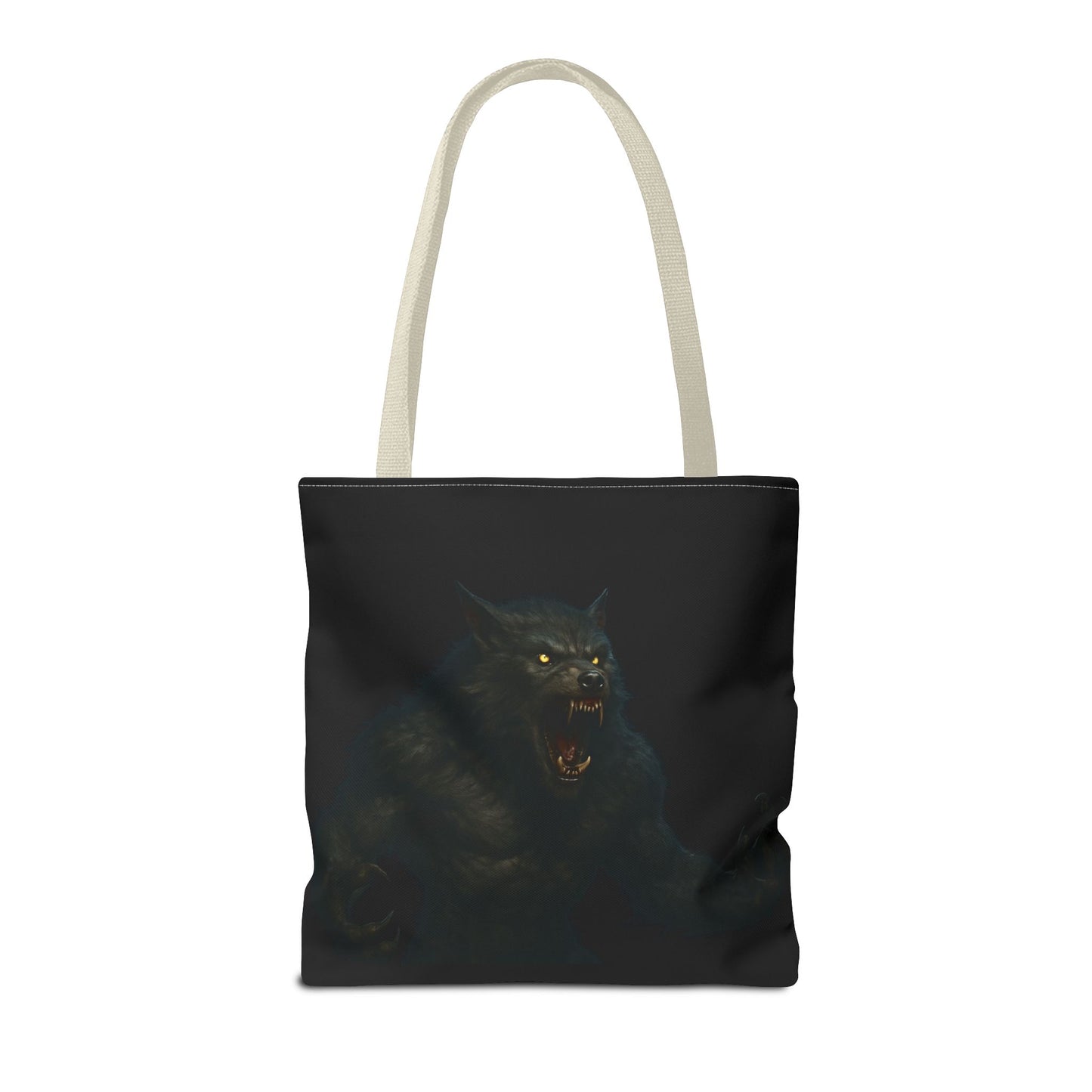 Fierce Werewolf Tote Bag, Halloween Accessories, Dark Art Tote, Animal Lover Gift, Geeky Shopping Bag