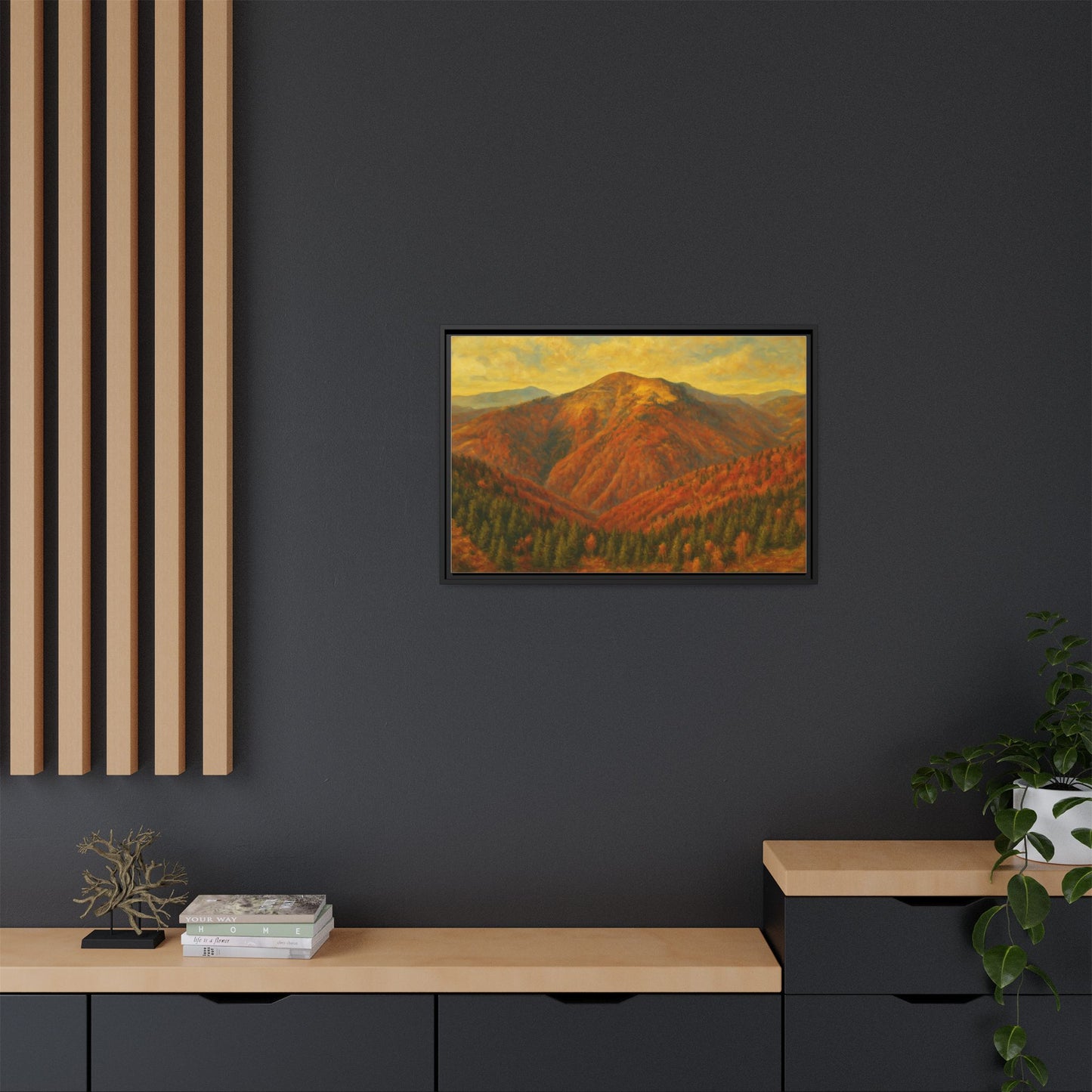 Autumn Landscape Wall Art, Cozy Home Decor, Nature Print, Framed Canvas, Fall Decorations, Gift Idea for Art Lovers