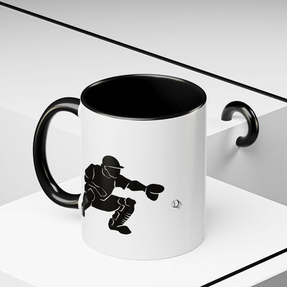 Baseball Catcher Coffee Mug, Sports Gift for Coaches, Black Accent Mug for Fans, Perfect for Birthdays & Celebrations, Unique Cup