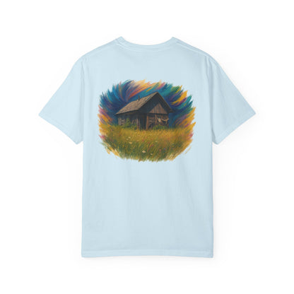 Rustic Landscape T-shirt | Relaxed Fit Tee, Casual Wear, Nature Lover Gift, Summer Outing Top, Eco-Friendly Apparel - product image