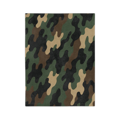 Cozy Camo Velveteen Microfiber Blanket - Soft, Warm, Perfect for Camping, Outdoors, Military Theme, Home Decor, Gift Idea