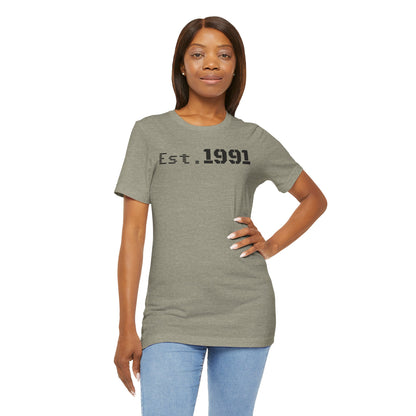 Established 1991 Unisex Jersey Tee | Vintage Anniversary Gift | Casual Wear, Birthday Shirt, Retro Style, Statement Tee, Gift for Him/Her