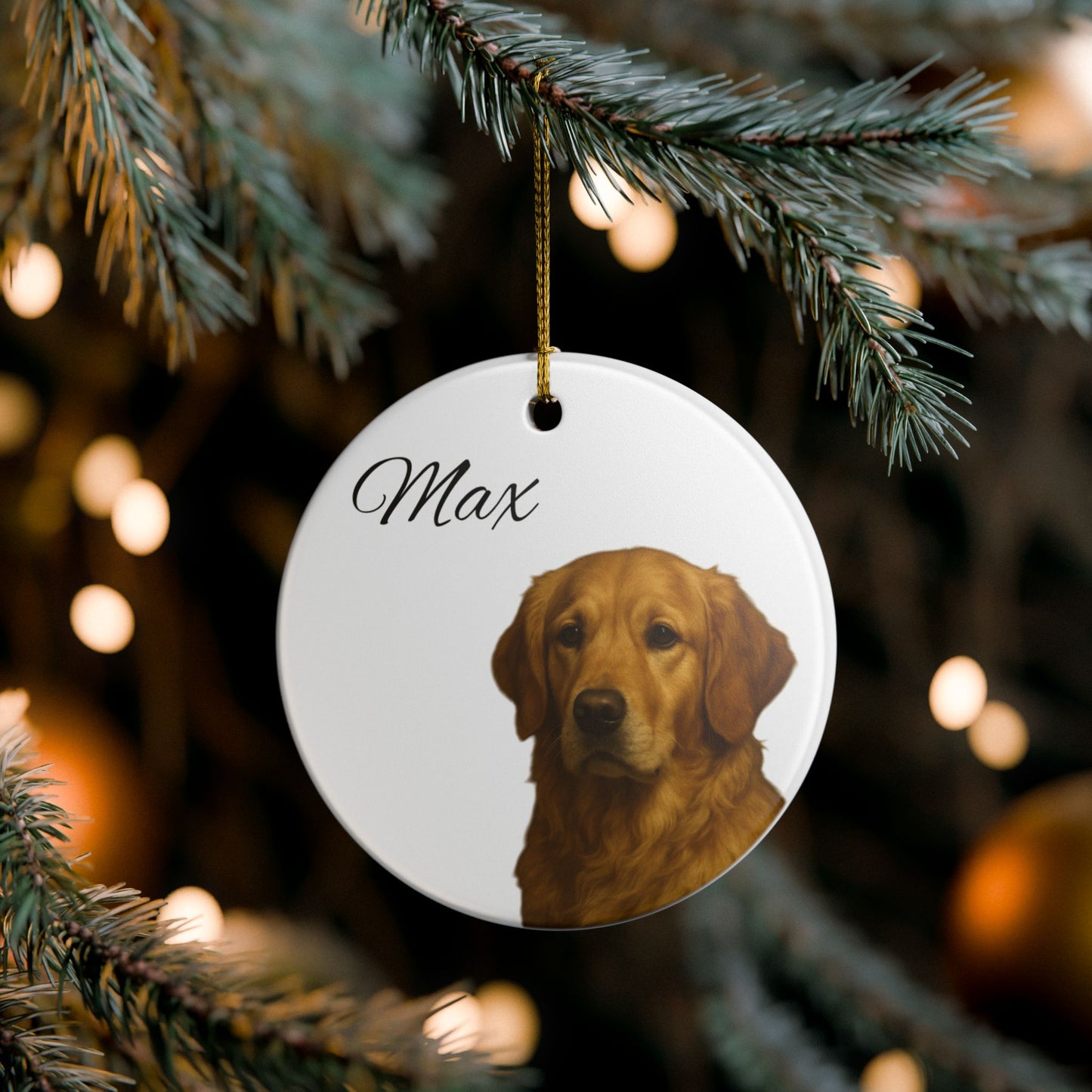 Dog Personalised Ceramic Decoration Ornament, (1pc) - Pet Keepsake for Christmas Tree, Custom Puppy Gift, Unique Dog Lover Decor,