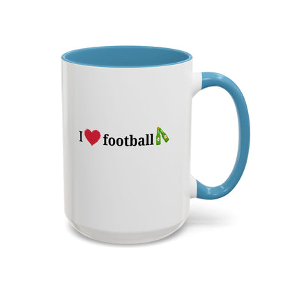 I Love Football Accent Coffee Mug, Perfect Gift for Sports Lovers, Football Enthusiasts, Unique Mug for Game Days, Home or Office Decor