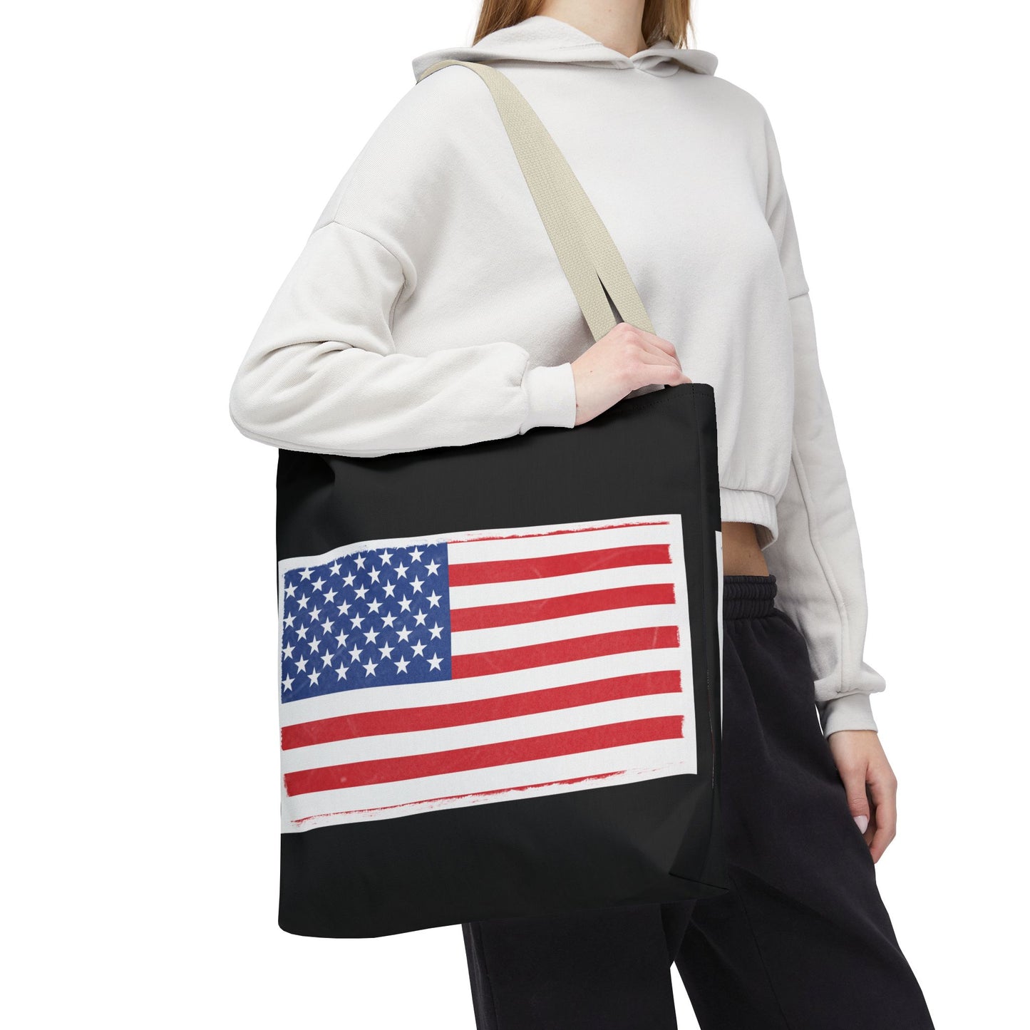 Patriotic Tote Bag, American Flag Carryall, Beach Bag, Reusable Shopping Tote, Independence Day Gift