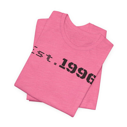 Unisex Jersey Tee - 'Est. 1996' Graphic Shirt, Birthday Gift, Casual Wear, Vintage Style, Retro Fashion, Gift for Him/Her