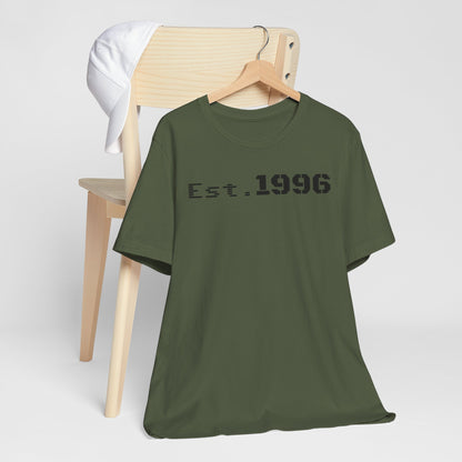 Unisex Jersey Tee - 'Est. 1996' Graphic Shirt, Birthday Gift, Casual Wear, Vintage Style, Retro Fashion, Gift for Him/Her