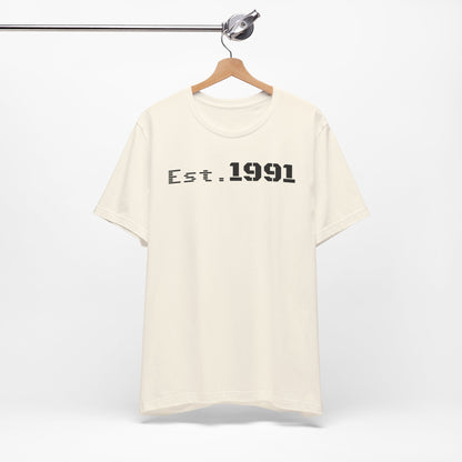 Established 1991 Unisex Jersey Tee | Vintage Anniversary Gift | Casual Wear, Birthday Shirt, Retro Style, Statement Tee, Gift for Him/Her