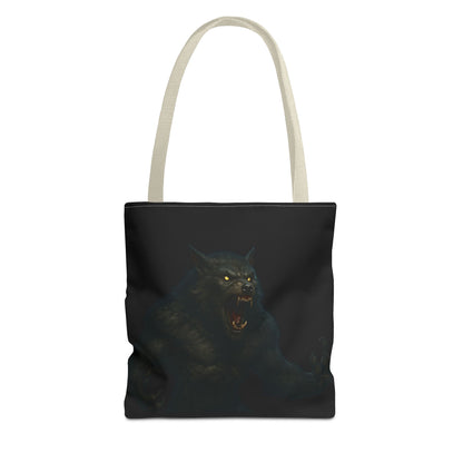 Fierce Werewolf Tote Bag, Halloween Accessories, Dark Art Tote, Animal Lover Gift, Geeky Shopping Bag