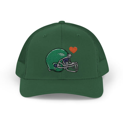 Snapback Trucker Cap with Football Heart Design - Perfect for Sports Fans, Gifts for Gamers, Casual Outings, Tailgating, and Team Spirit
