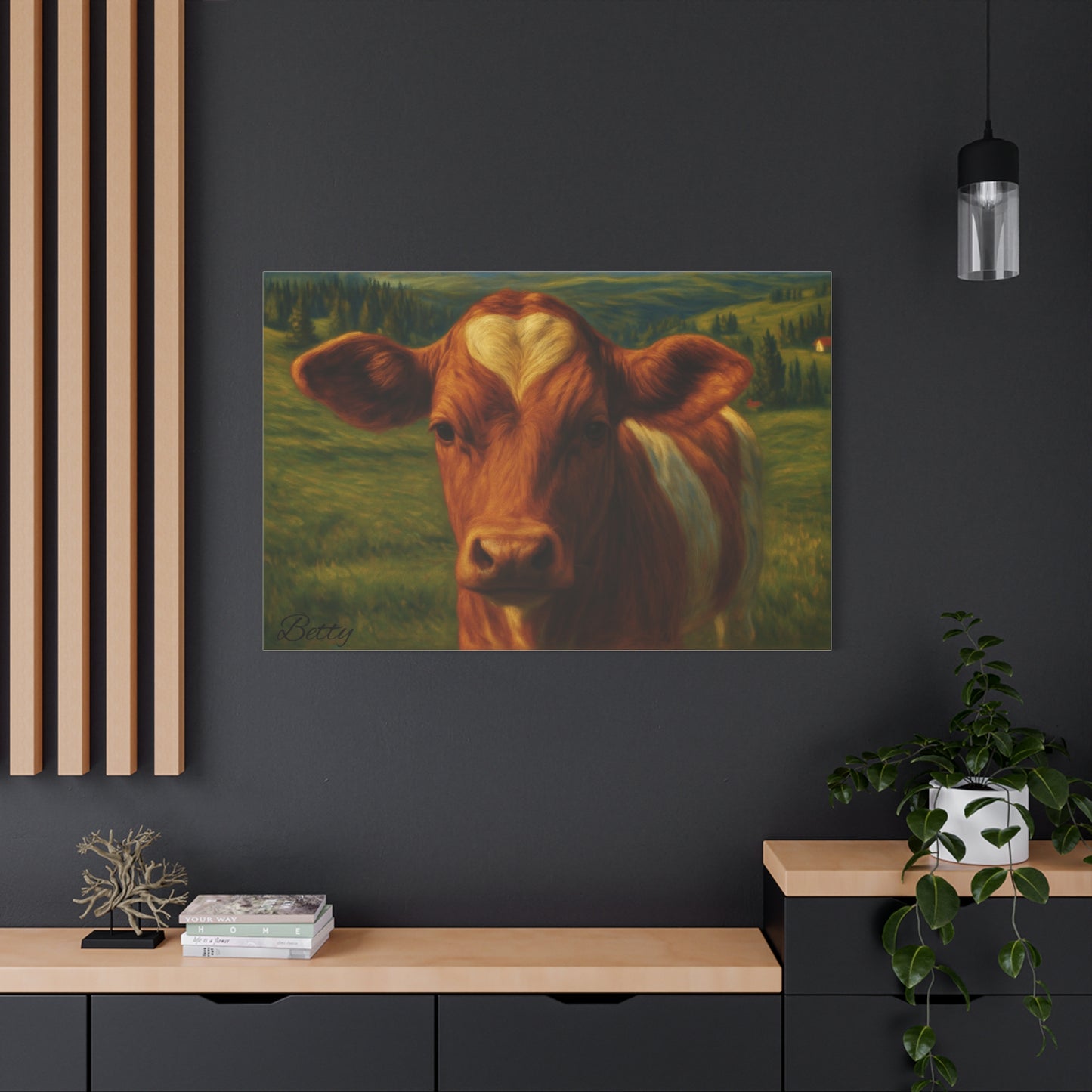 Cow Calf Portrait Canvas Print, Farm Animal Wall Art Decoration, Custom Matte Canvas Picture, Barnyard Animal Rustic Decor, Personalized