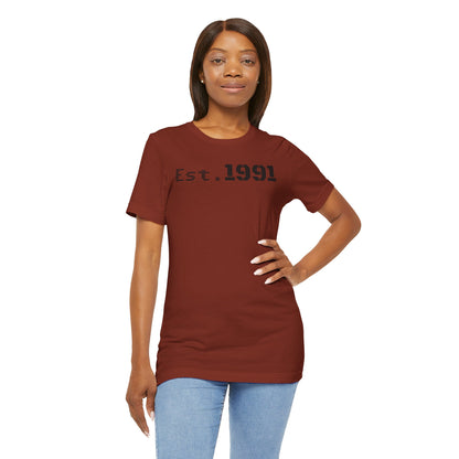 Established 1991 Unisex Jersey Tee | Vintage Anniversary Gift | Casual Wear, Birthday Shirt, Retro Style, Statement Tee, Gift for Him/Her