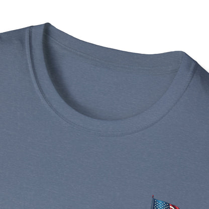 Patriotic Unisex Softstyle T-Shirt, American Flag Tee, USA Pride Shirt, Perfect for Independence Day, Casual Wear