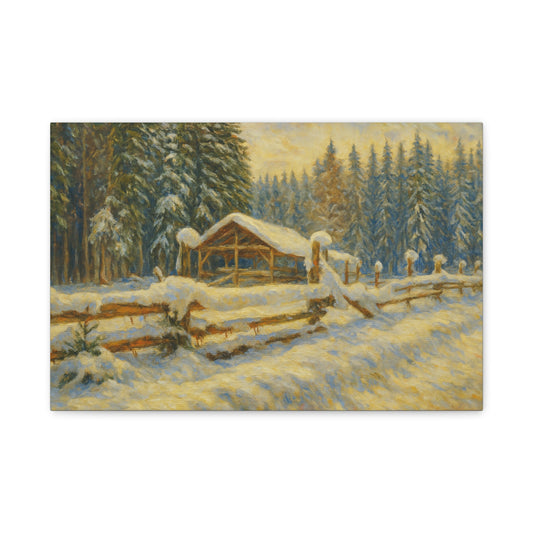 Canvas Wall Art, Winter Landscape Print, Home Decor, Rustic Art, Gift for Nature Lovers, Holiday Decoration - product image
