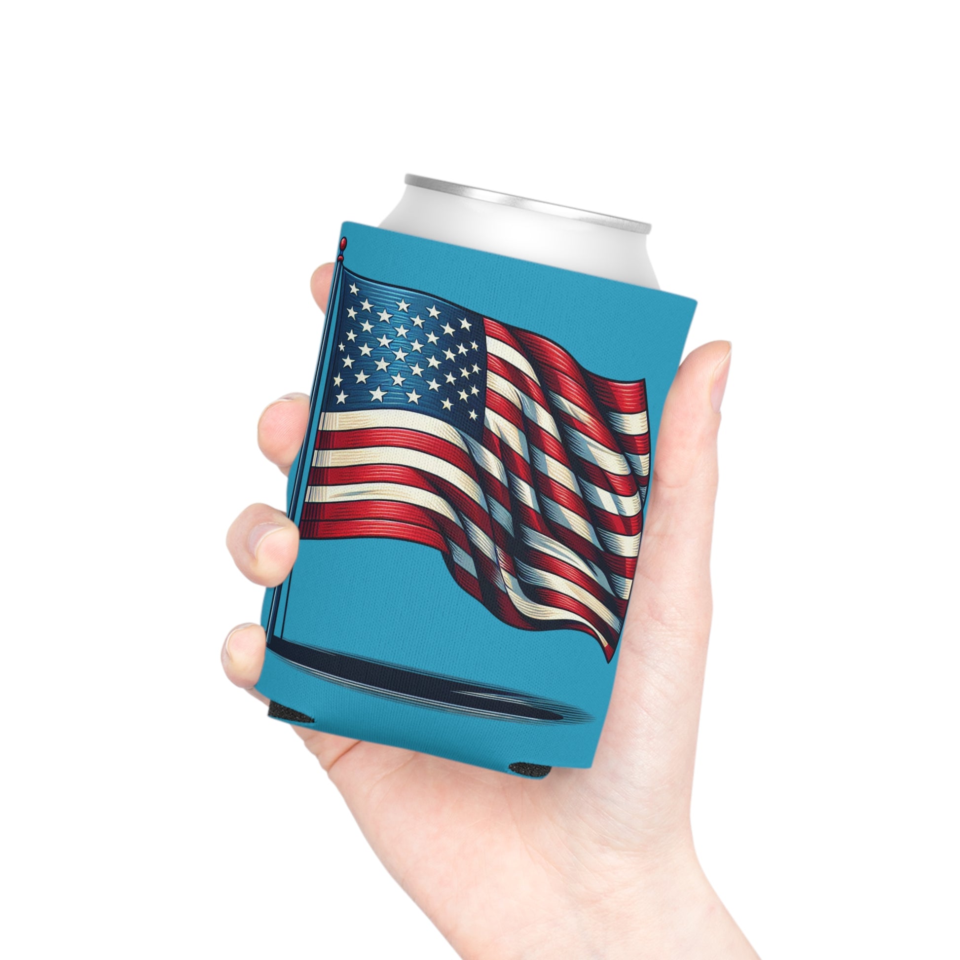 Patriotic Can Cooler, Summer BBQ Accessory, Independence Day Drink Holder, Americana Coaster, USA Party Favor - product image