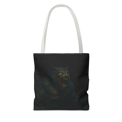 Fierce Werewolf Tote Bag, Halloween Accessories, Dark Art Tote, Animal Lover Gift, Geeky Shopping Bag