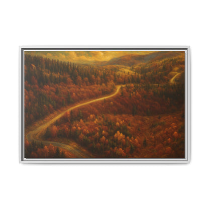 Autumn Landscape Framed Canvas Art, Cozy Home Decor, Warm Fall Vibes, Gift for Nature Lovers, Perfect for Thanksgiving