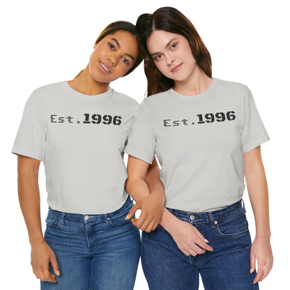 Unisex Jersey Tee - 'Est. 1996' Graphic Shirt, Birthday Gift, Casual Wear, Vintage Style, Retro Fashion, Gift for Him/Her